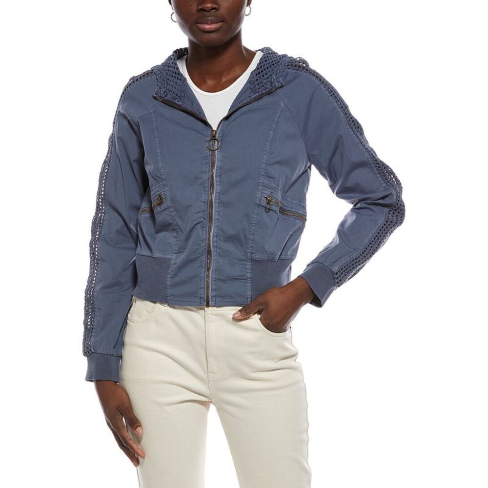Xcvi Womens Gillian Bomber Jacket, Blue